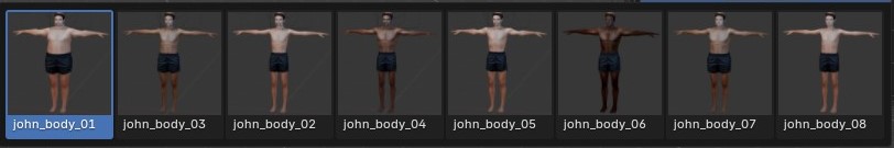 Gallery of Body Preset thumbnails: john_body_01 to 08
