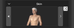 Skin preview with shuffle icon