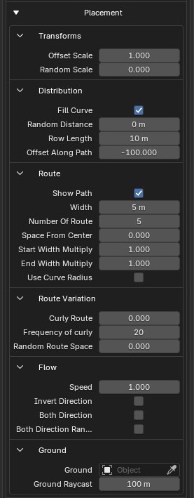 Flow Curve Crowd Placement category: Transforms, Distribution, Route, Route Variation, Flow, Ground