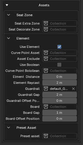 Stadium Crowd Assets category: Seat Zone, Element, Preset Asset