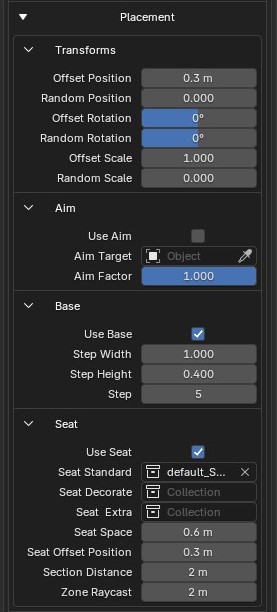 Stadium Crowd Placement category: Transforms, Aim, Base, Seat