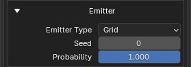 Standing Crowd Emitter set to Grid: Emitter Type, Seed, Probability