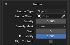 Standing Crowd Emitter set to Object: Emitter Object, Density, Density Mask, Seed, Probability, Align To Point